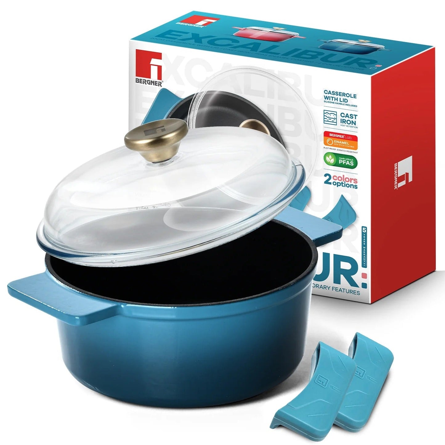 Bergner Excalibur Light Cast Iron Casserole with Lid