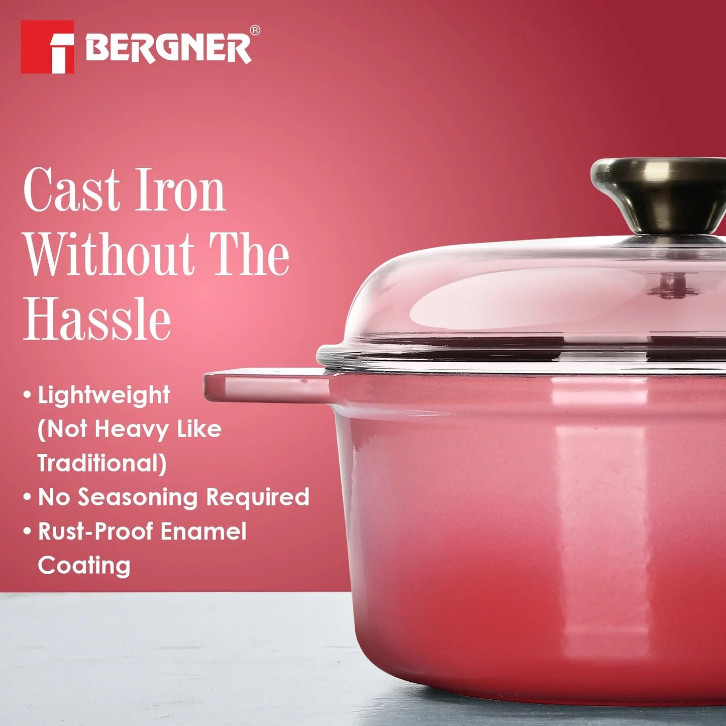 Bergner Excalibur Light Cast Iron Casserole with Lid