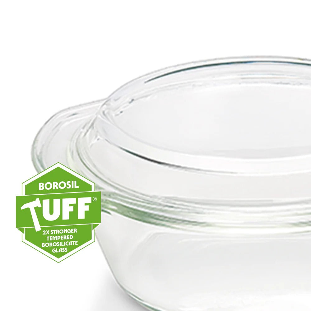 Borosil Round Casserole Set of 3 with Lid (750ml+1L+1.5L)