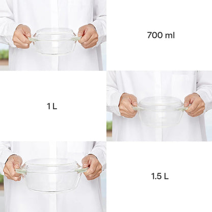 Borosil Round Casserole Set of 3 with Lid (750ml+1L+1.5L)