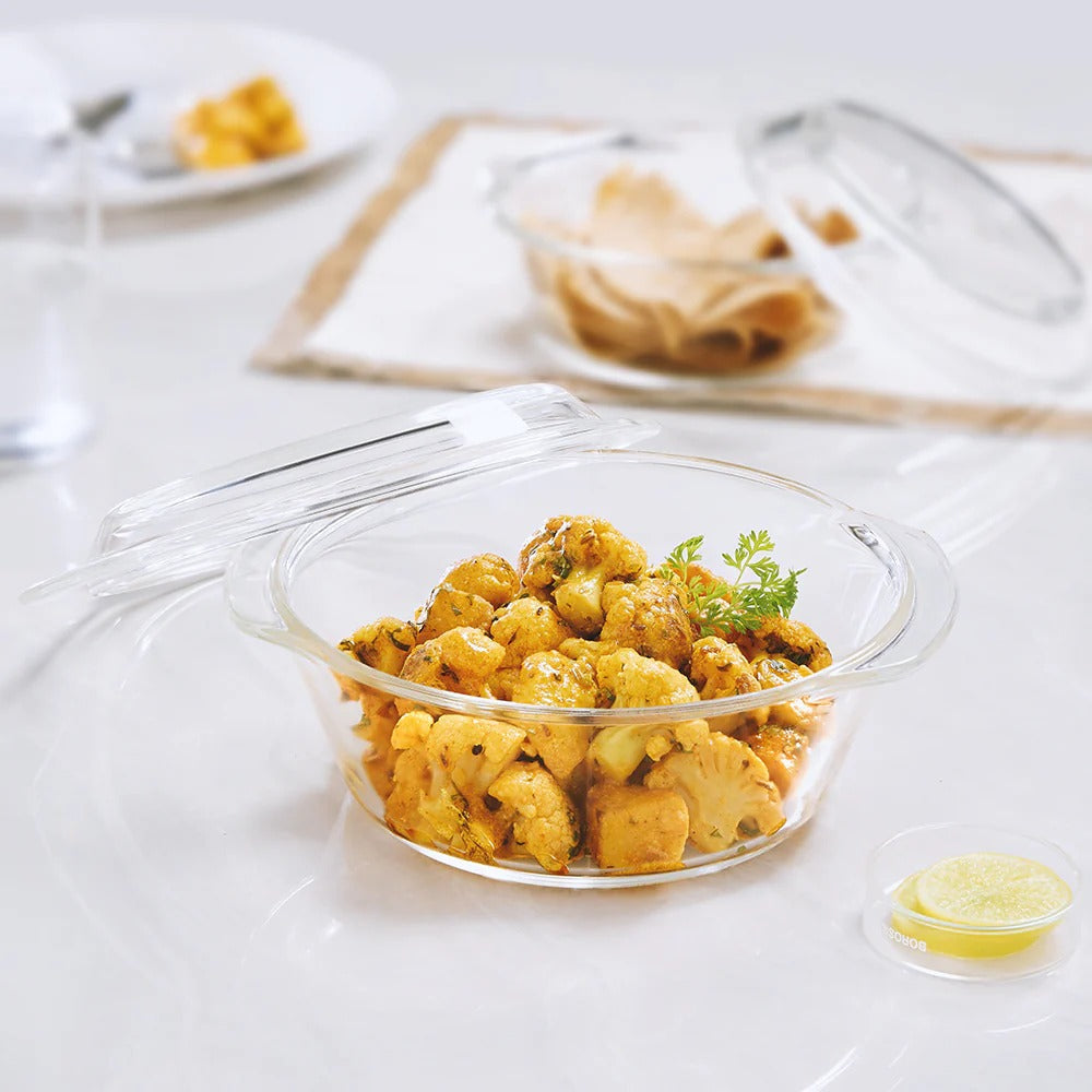 Borosil Round Casserole Set of 3 with Lid (750ml+1L+1.5L)
