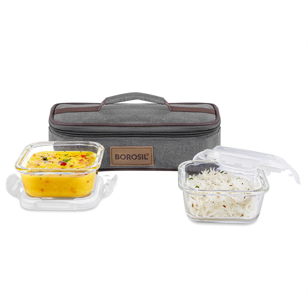 Borosil Pro Glass Lunchbox Square Set of 2 Flat