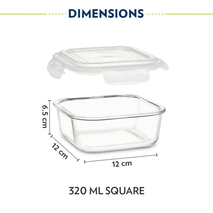 Borosil Pro Glass Lunchbox Square Set of 2 Flat