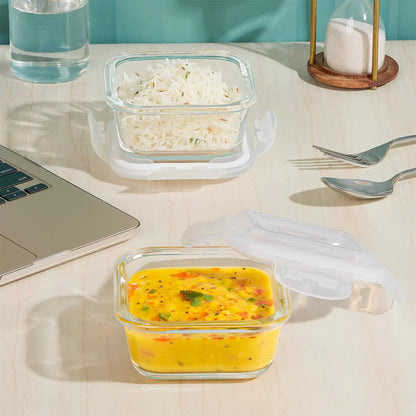 Borosil Pro Glass Lunchbox Square Set of 2 Flat