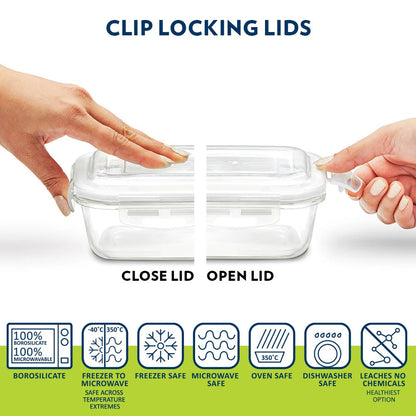 Borosil Pro Glass Lunchbox Square Set of 2 Flat