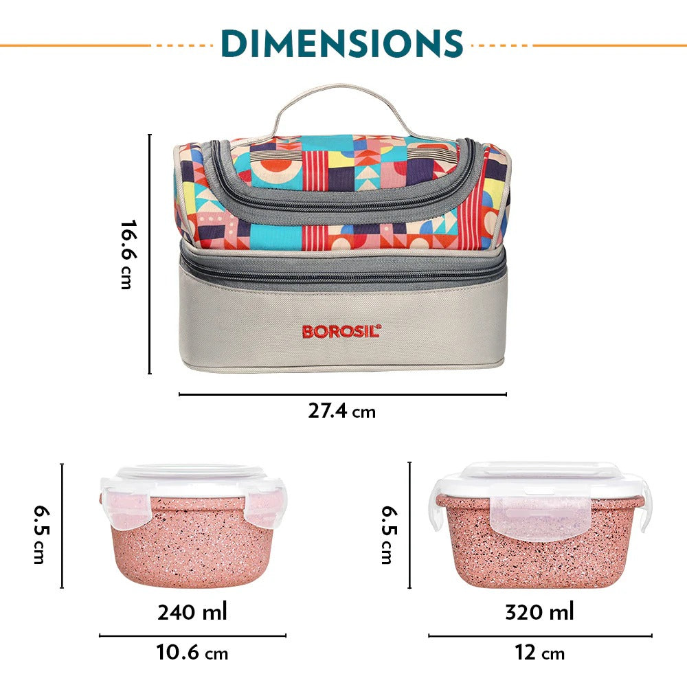 Borosil Kube Pink Universal Glass Lunchbox