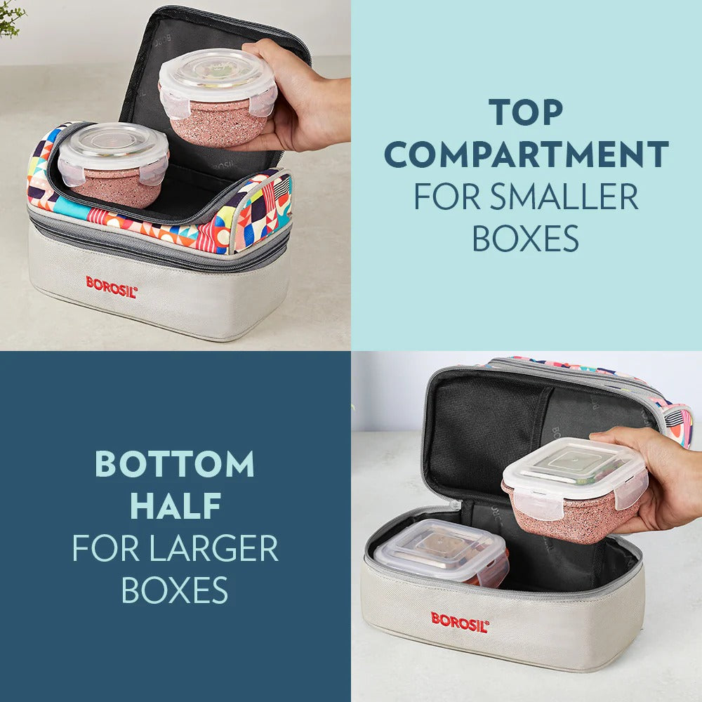 Borosil Kube Pink Universal Glass Lunchbox
