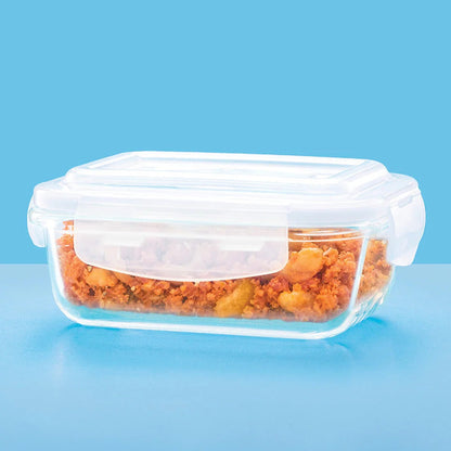 Borosil Larah Everyday Klip N Store Rectangular Glass Container 370ml