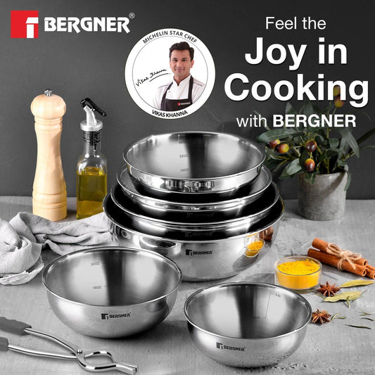 Bergner Argent Tri-Ply Stainless Steel Tasra Induction Bottom