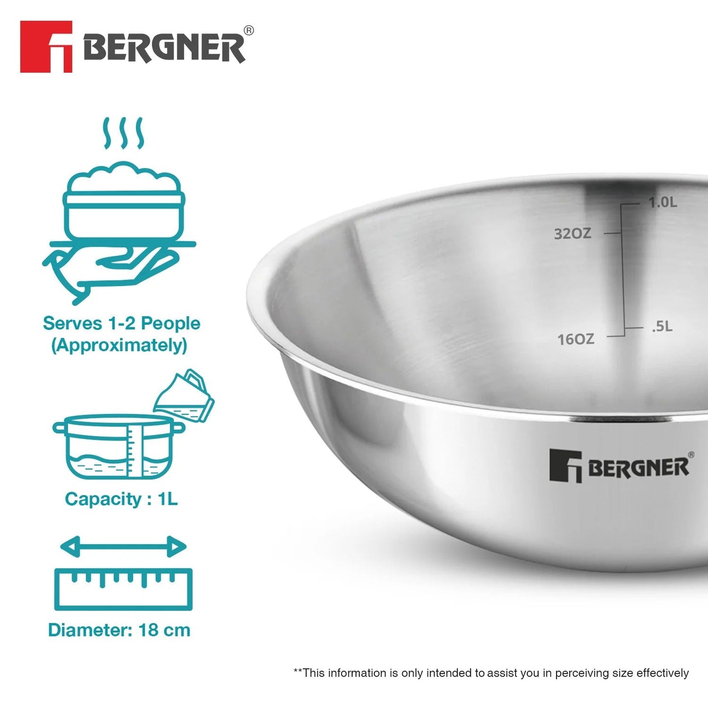 Bergner Argent Tri-Ply Stainless Steel Tasra Induction Bottom