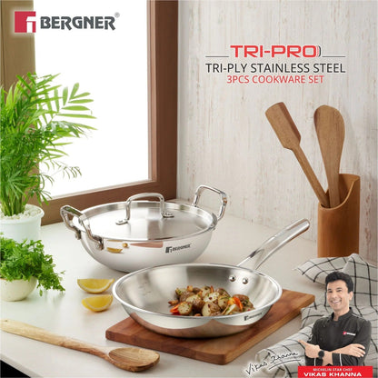 Bergner Tripro Tri-Ply 3 Pcs Cookware Set (BGIN-1396)