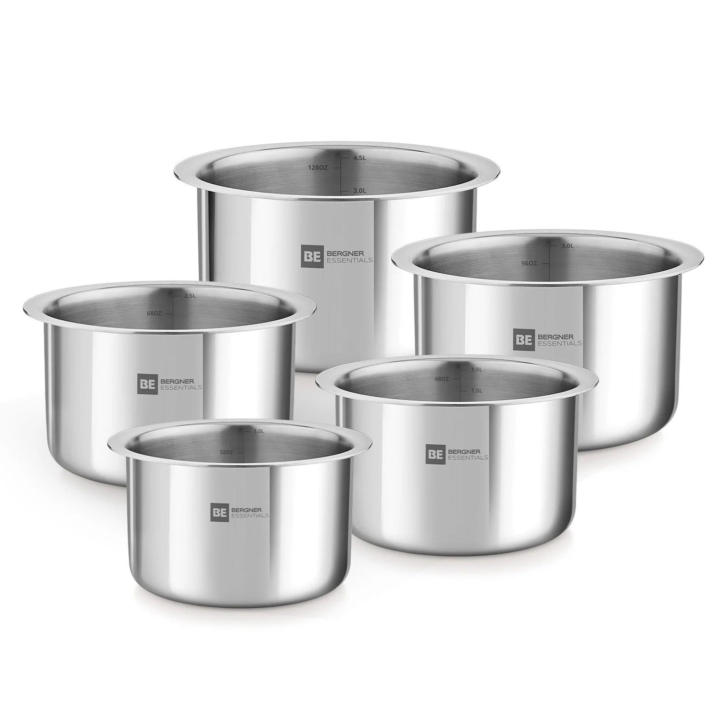 Bergner BE Essentials 5 Pcs Tope Set Stainless Steel (BGIN-6249)