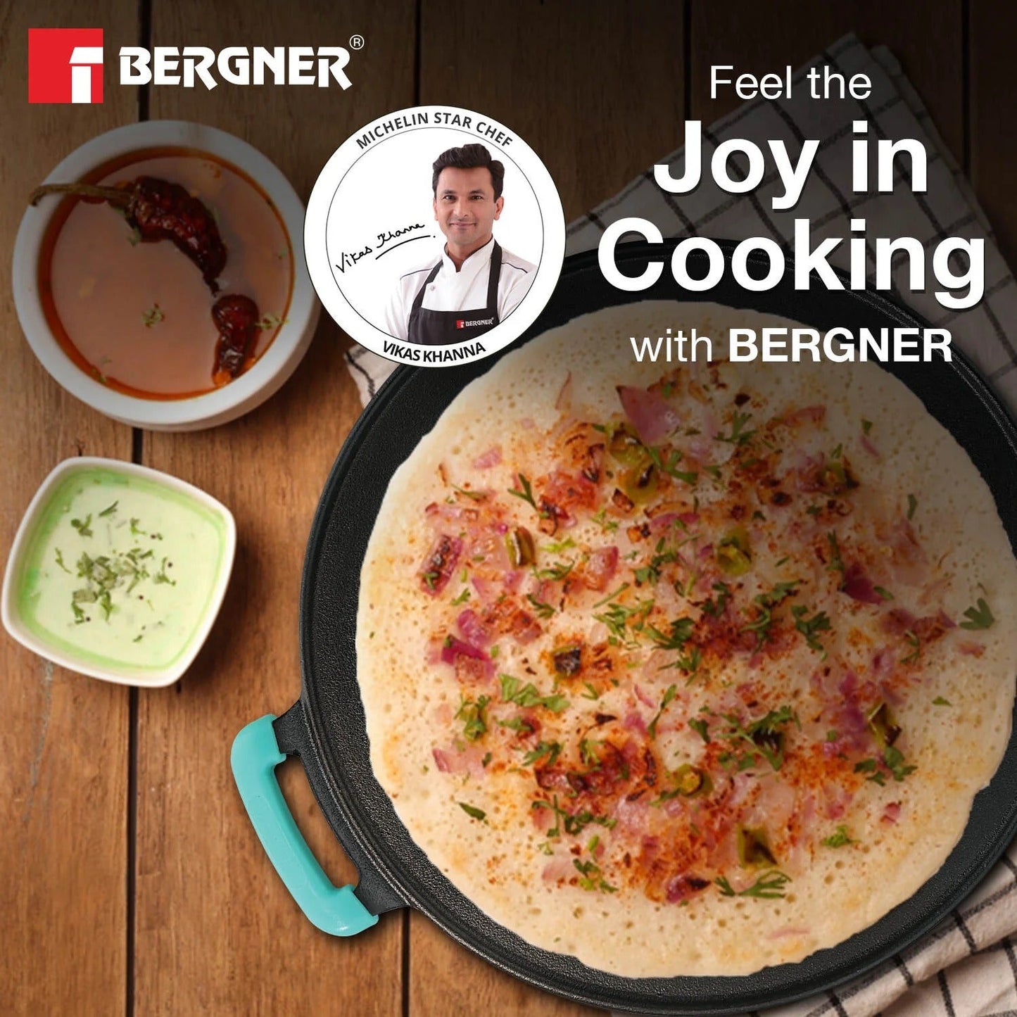 Bergner Eco Cast Iron 30cm Flat Multi Tawa (BGIN-6447)