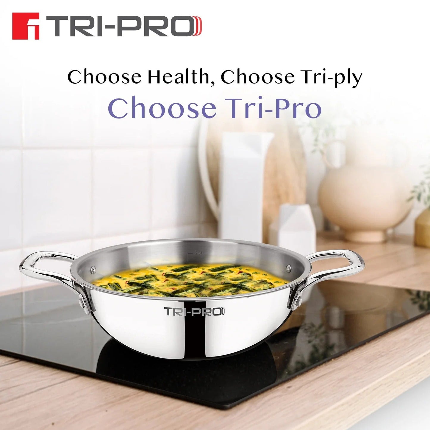 Bergner Tri Pro Induction Bottom 3 Pcs Cookware Set (BGIN-6560)