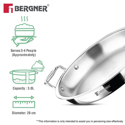 Bergner Argent Samsara Tri-Ply Jalebi Pan Induction Bottom