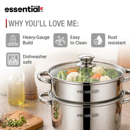 Bergner Essential Plus Stainless Steel 2 Tier Steamer (BGIN-6691)