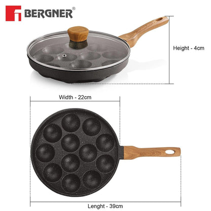 Bergner Aadhirai Cast Aluminium 12 Pits Appam Patra (BGIN-7811)