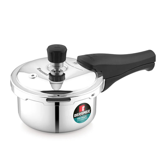 Bergner Trimax Junior Tri-Ply 1 Litre Outer Lid Pressure Cooker (BGIN-7860)