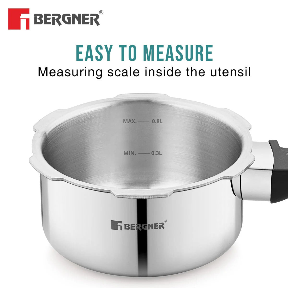 Bergner Trimax Junior Tri-Ply 1 Litre Outer Lid Pressure Cooker (BGIN-7860)