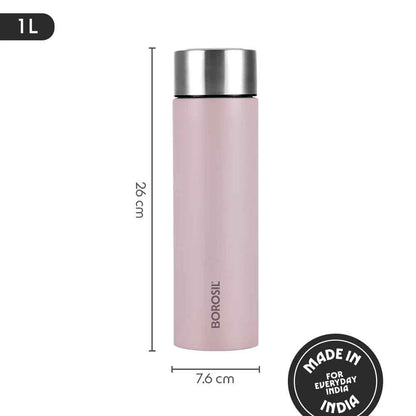 Borosil CoolSip Stainless Steel Single Wall Bottle Lavender 1L
