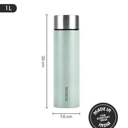 Borosil CoolSip Stainless Steel Single Wall Bottle Mint 1L