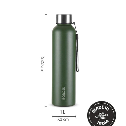Borosil Laguna Green Stainless Steel Bottle 1L