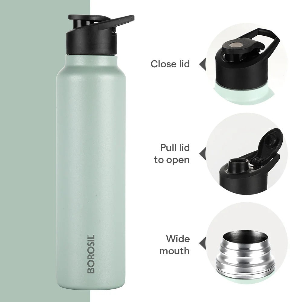 Borosil Sipfresh Stainless Steel Single Wall Bottle Mint 1L