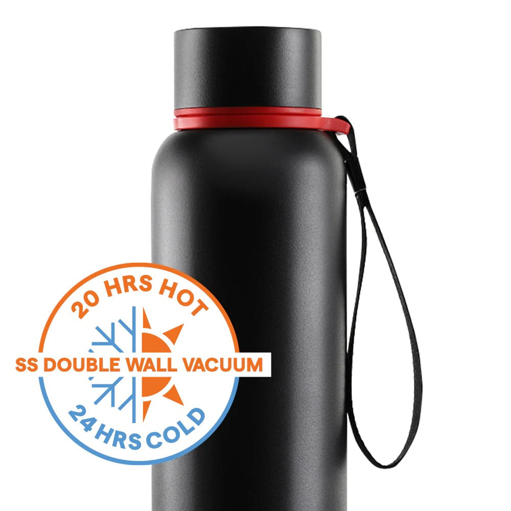 Borosil Hydra Thermoflask Water Bottle Trek Black 700ml