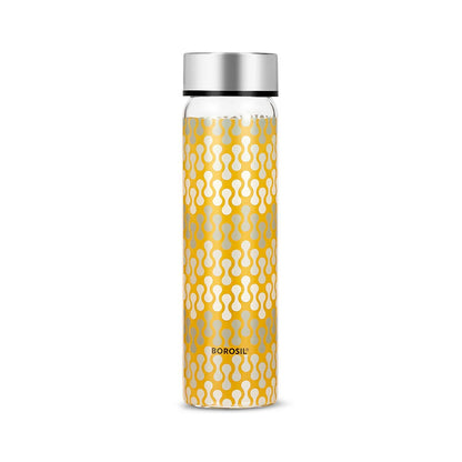 Borosil Neo Narrow Mouth Vista Glass Bottle with Silver Lid 550ml
