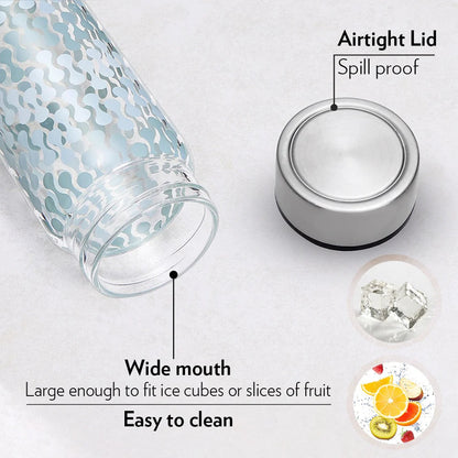 Borosil Neo Narrow Mouth Vista Glass Bottle with Silver Lid 550ml