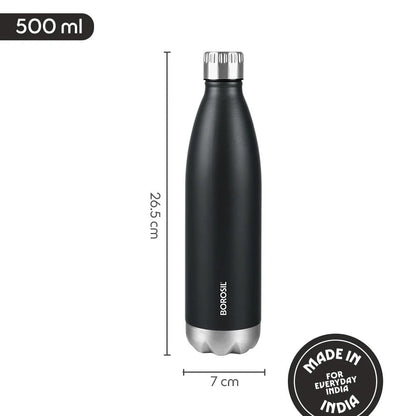 Borosil Bolt Insulated Bottle 500ml Matte Black