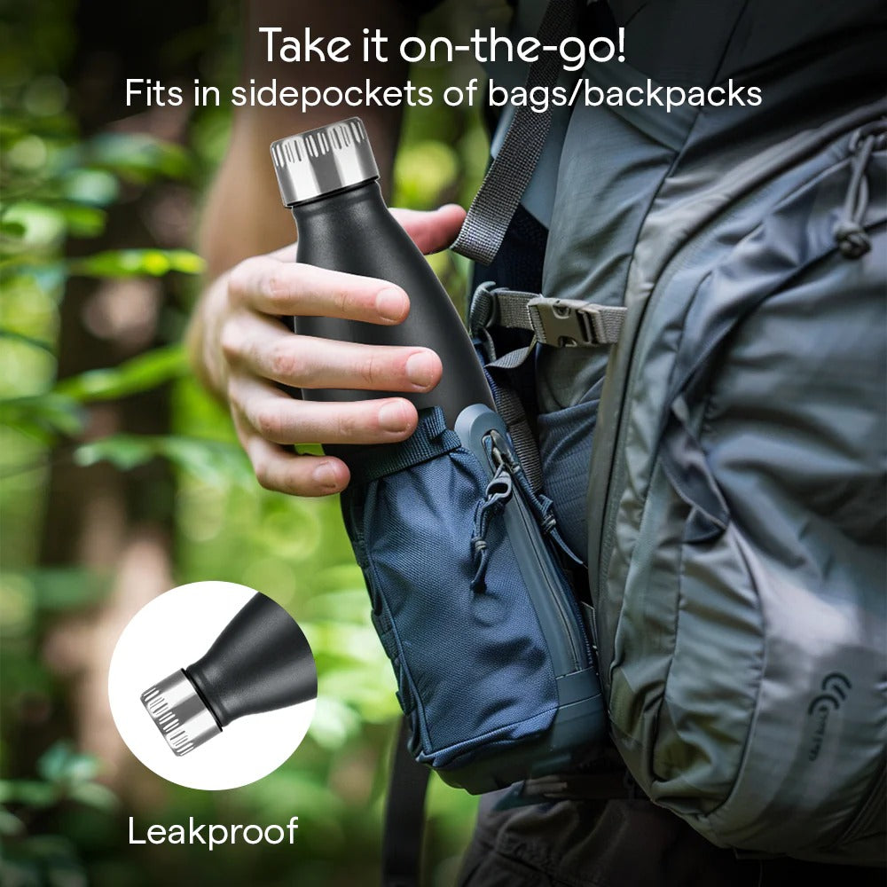 Borosil Bolt Insulated Bottle 1L Matte Black
