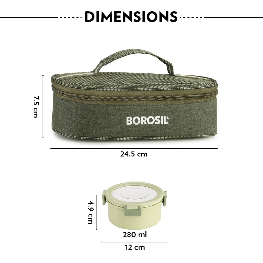 Borosil Glory Green Lunchbox Set of 2 Flat