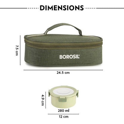 Borosil Glory Green Lunchbox Set of 2 Flat