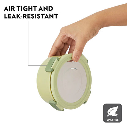 Borosil Glory Green Lunchbox Set of 2 Flat