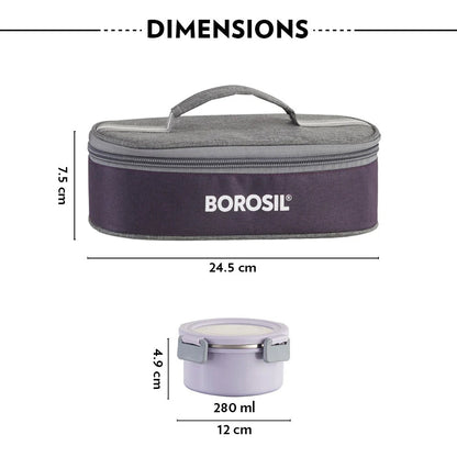 Borosil Glory Lavender Lunchbox Set of 2 Flat