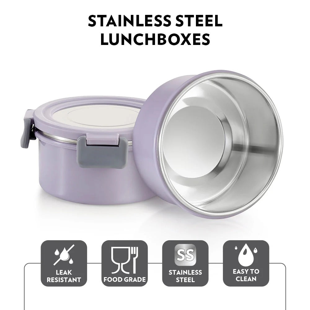 Borosil Glory Lunchbox with SS Bottle (280ml×3 + 600ml Bottle)