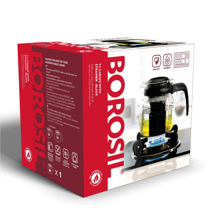 Borosil Glass Kettle Tea Coffee Teapot with Infuser 1L