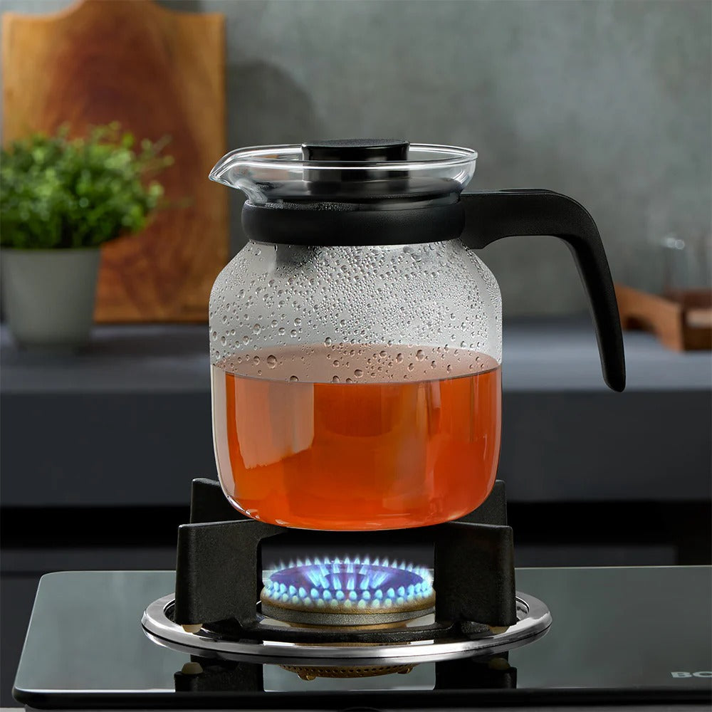 Borosil Glass Kettle Tea Coffee Teapot Carafe 1.2L