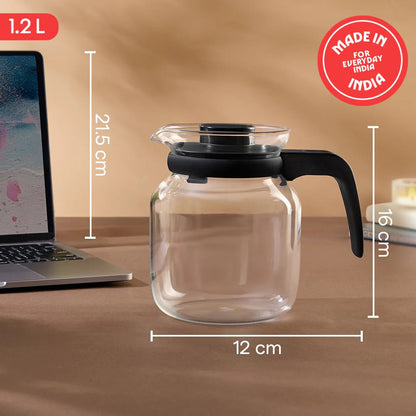 Borosil Glass Kettle Tea Coffee Teapot Carafe 1.2L
