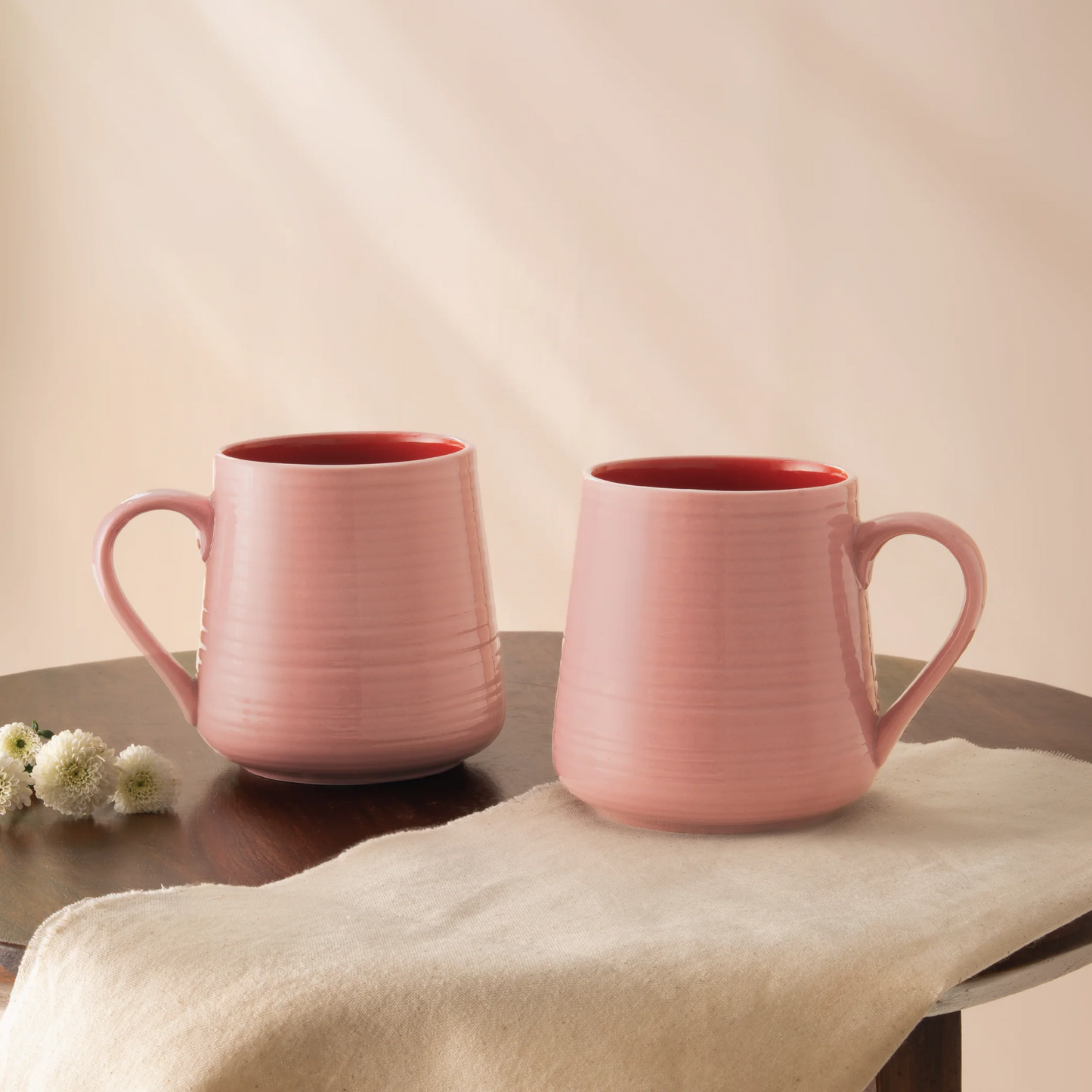 Borosil Porcelia Bello Mug Peach Set of 2 (400ml×2)