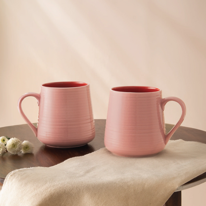Borosil Porcelia Bello Mug Peach Set of 2 (400ml×2)
