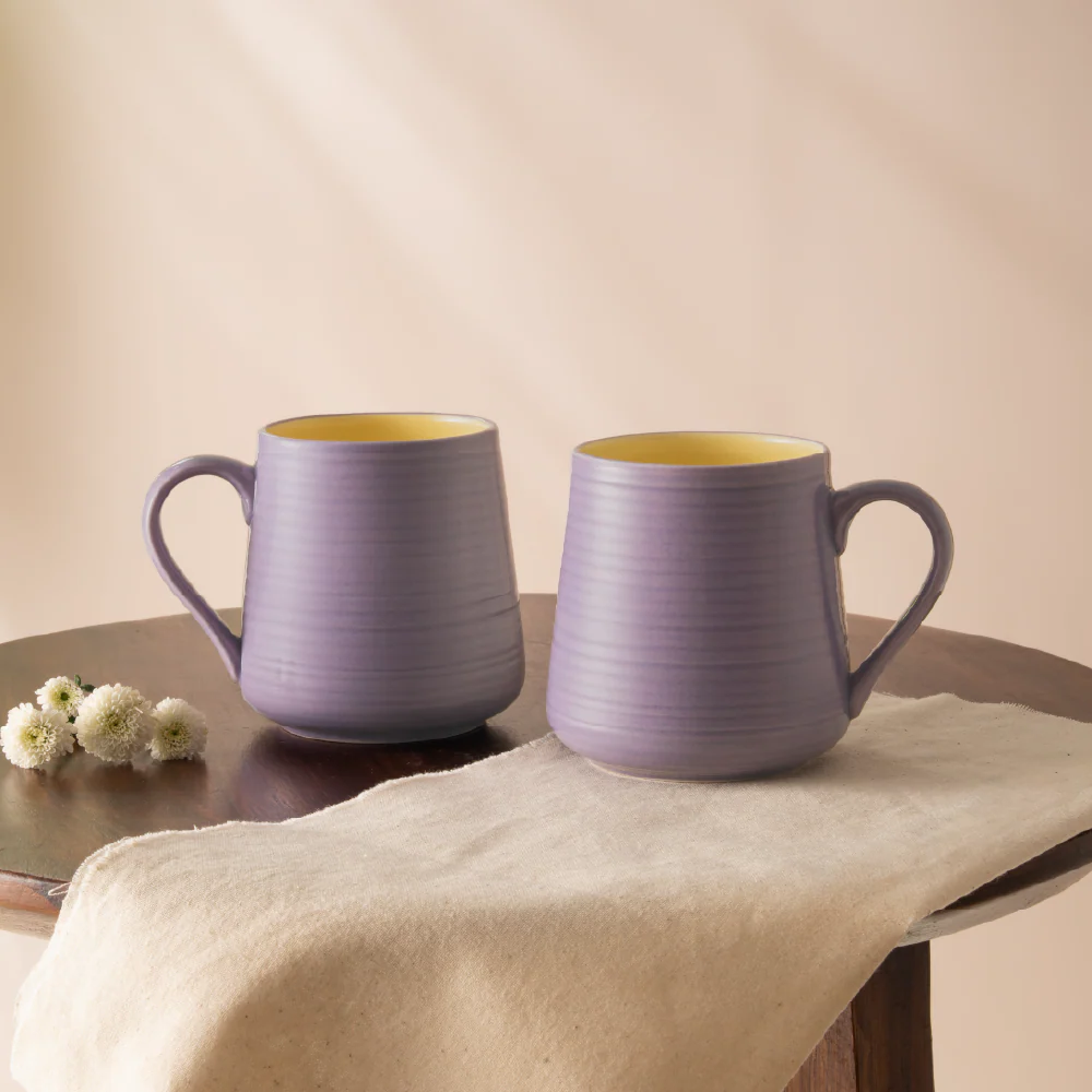 Borosil Porcelia Bello Mug Peach Set of 2 (400ml×2)