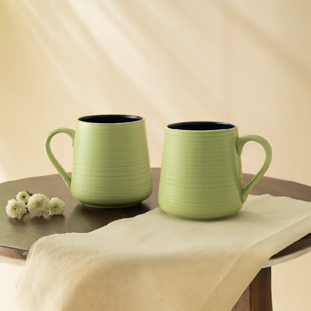 Borosil Porcelia Bello Mug Peach Set of 2 (400ml×2)