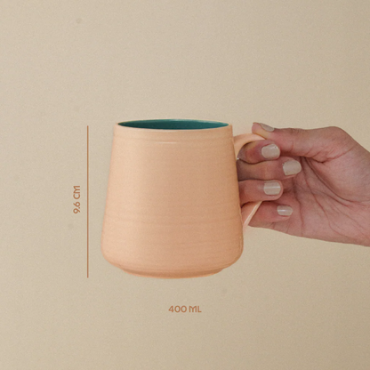 Borosil Porcelia Bello Mug Peach Set of 2 (400ml×2)