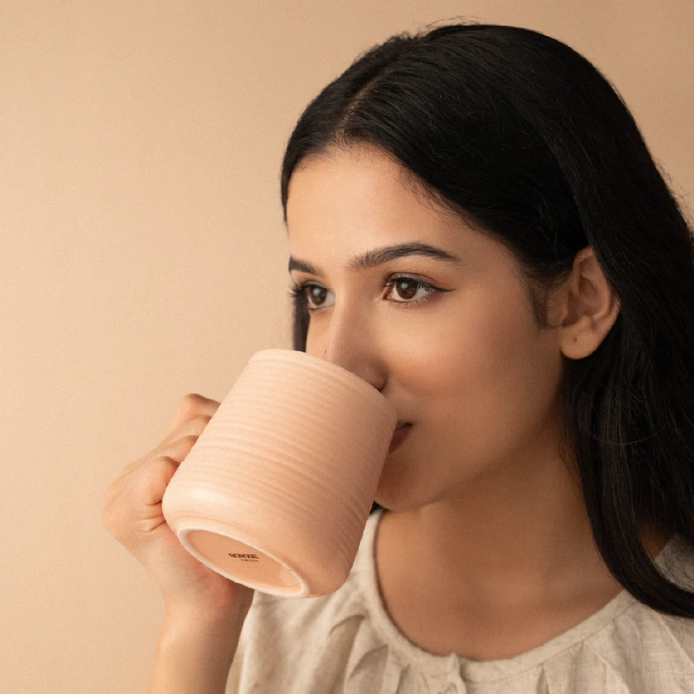 Borosil Porcelia Bello Mug Peach Set of 2 (400ml×2)