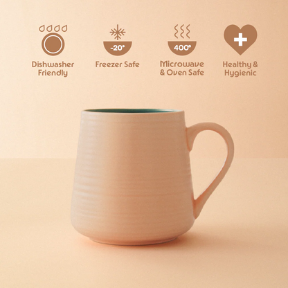 Borosil Porcelia Bello Mug Peach Set of 2 (400ml×2)