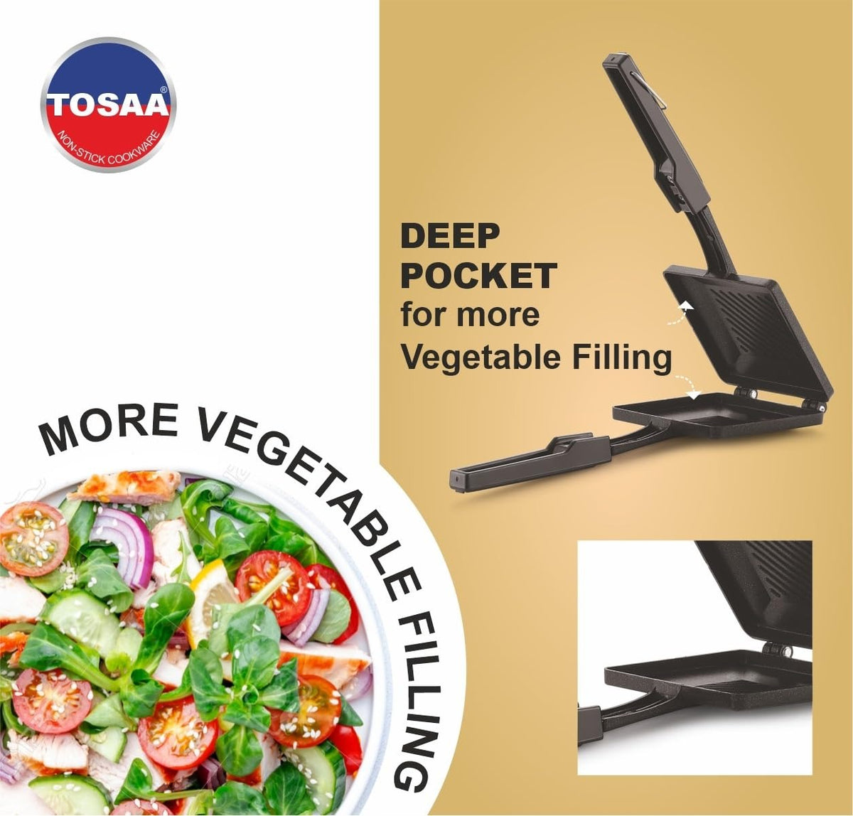 Tosaa Solo Sandwich Toaster Gas Non-Stick Black