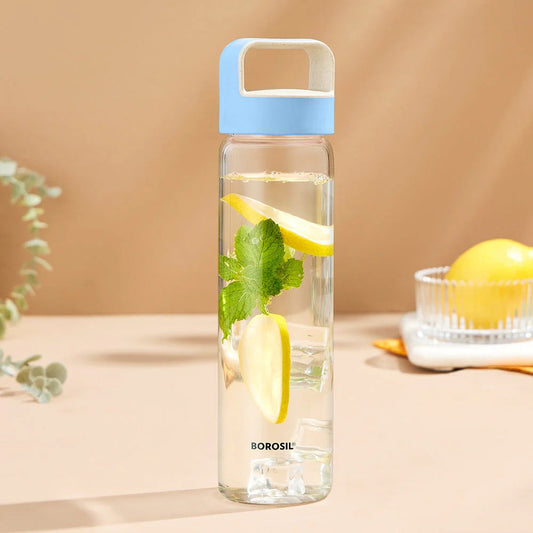 Borosil Neo Borosilicate Glass Water Bottle Blue 1L