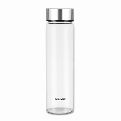 Borosil Neo Borosilicate Glass Water Bottle Silver 550ml